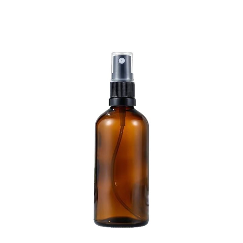 En stock Botella de aceite esencial marrón botella de spray de plástico botella de vidrio marrón a prueba de luz 20ml sub-botella cosmética tipo prensa