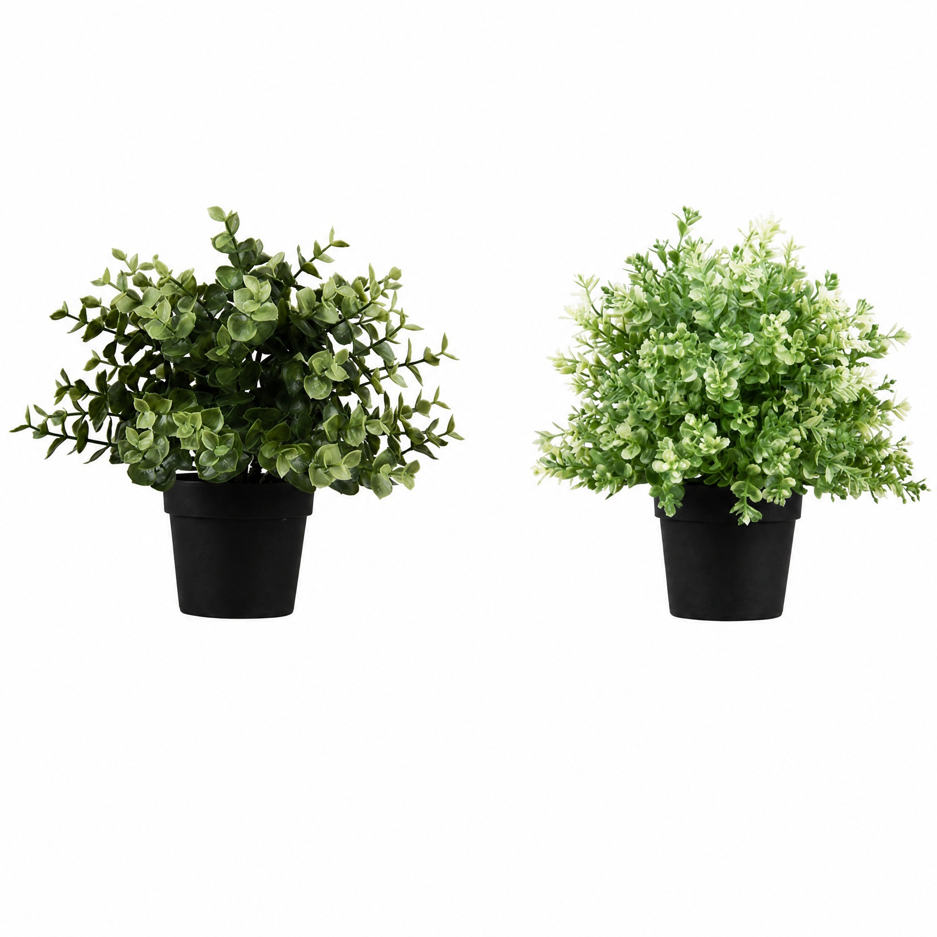 Juego de 2 plantas artificiales verdes en maceta, éxito de ventas transfronterizo, para decoración del hogar, juego de plantas artificiales de orégano y tomillo.