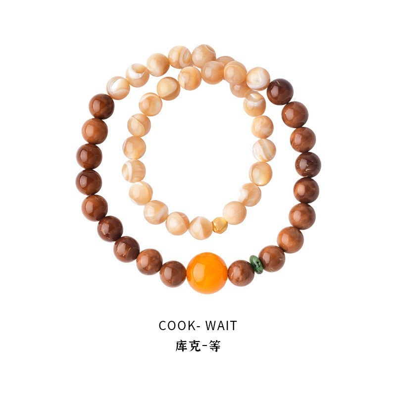晗珞~库克蜜蜡蓝晶串珠双层手链甜美时尚气质手串轻奢高级感手饰|undefined