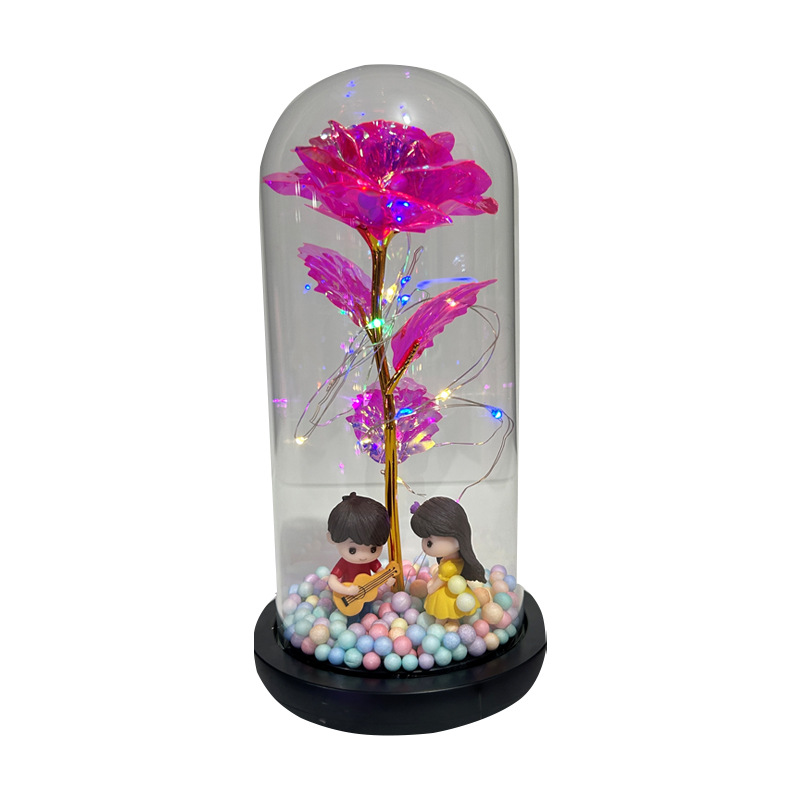 Flor eterna cubierta de cristal lámpara luminosa hoja de oro rosa Día de San Valentín Día DE LA Madre 520 decoración de regalo de cumpleaños