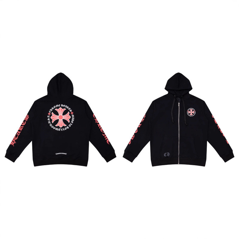 正規版スポット卸売24ss貿易トレンドブランドCHクロウ純綿テリー男女兼用ジッパーフード付きスウェットシャツ|undefined