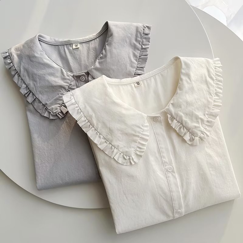 Korean Style New College Style Large Lapel Solid Color Cardigan Women's Wholesale Long Sleeve Shirt Wholesale