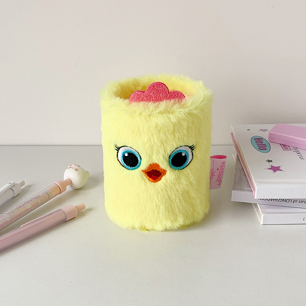 かわいい漫画ぬいぐるみペンホルダー学生クリエイティブデスクトップ文具収納ボックス diy 素材はさみ収納バケツの装飾品