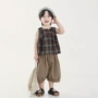 格子男童花苞款儿童背心