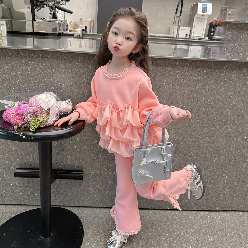 Completo due pezzi per bambina con bordo a volant stile chic_voghion.com