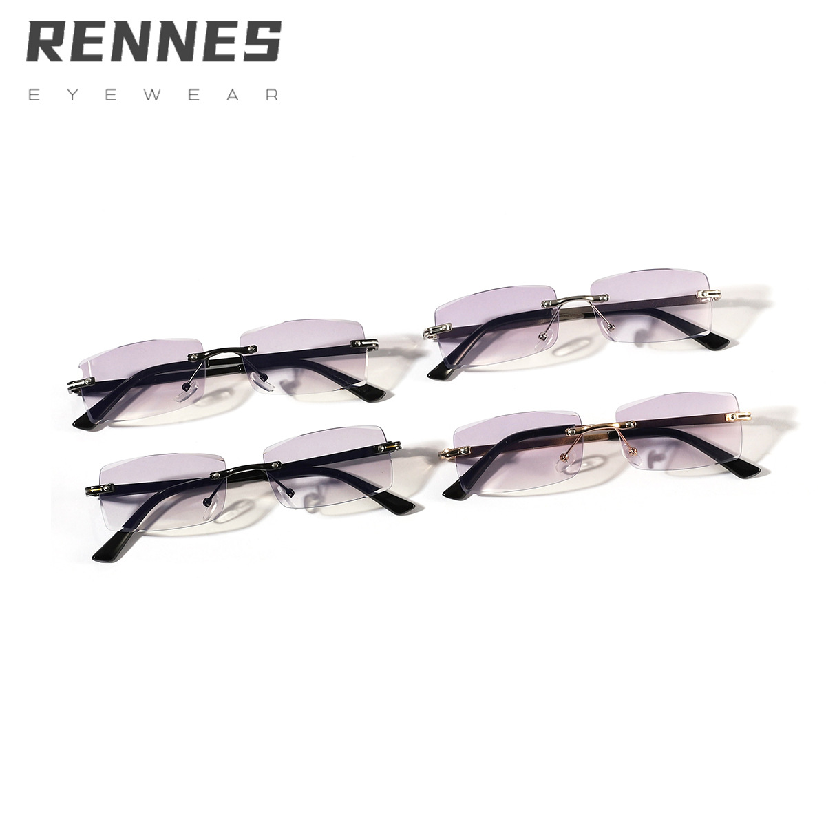 Nuevas gafas anti-azul rectangulares sin montura de metal retro transfronterizas para hombres y mujeres gafas de marco de miopía de negocios Glasses