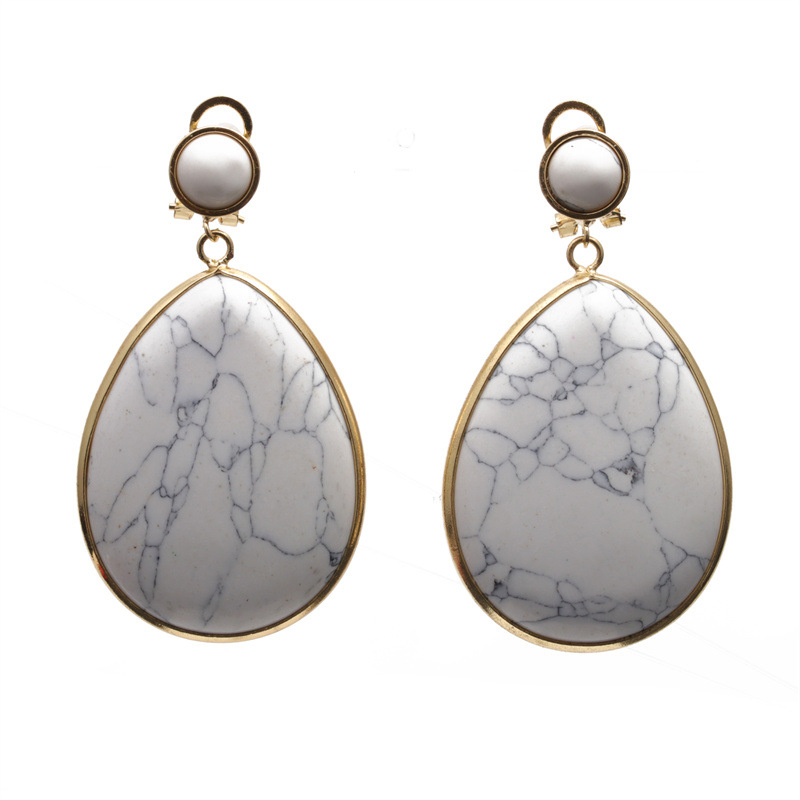 Europea y americana transfronteriza azul oro gota colgante pendientes simples exageradas pendientes de cristal Turquesa