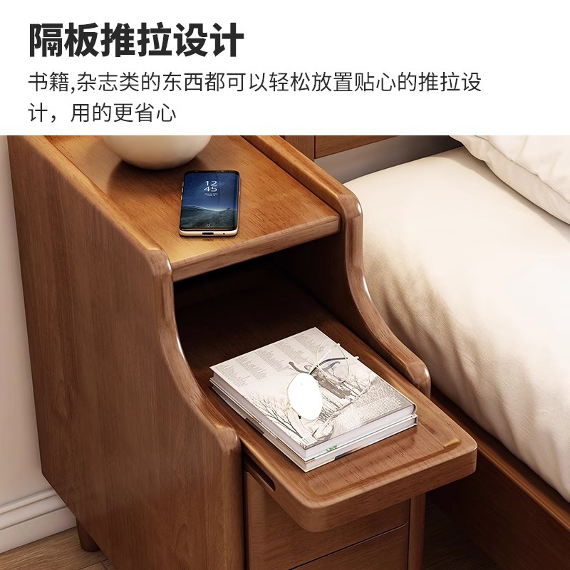 Mesa de cabecera de madera maciza mini mini pequeño muy estrecho dormitorio cabecera de cabecera de hendidura ultra estrecha estante de almacenamiento simple y moderno