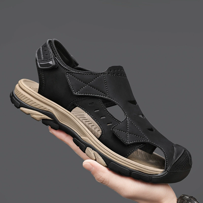 Мужские новые летние сандалии Baotou, повседневная пляжная обувь, дышащие слипоны, спортивные сабо для улицы