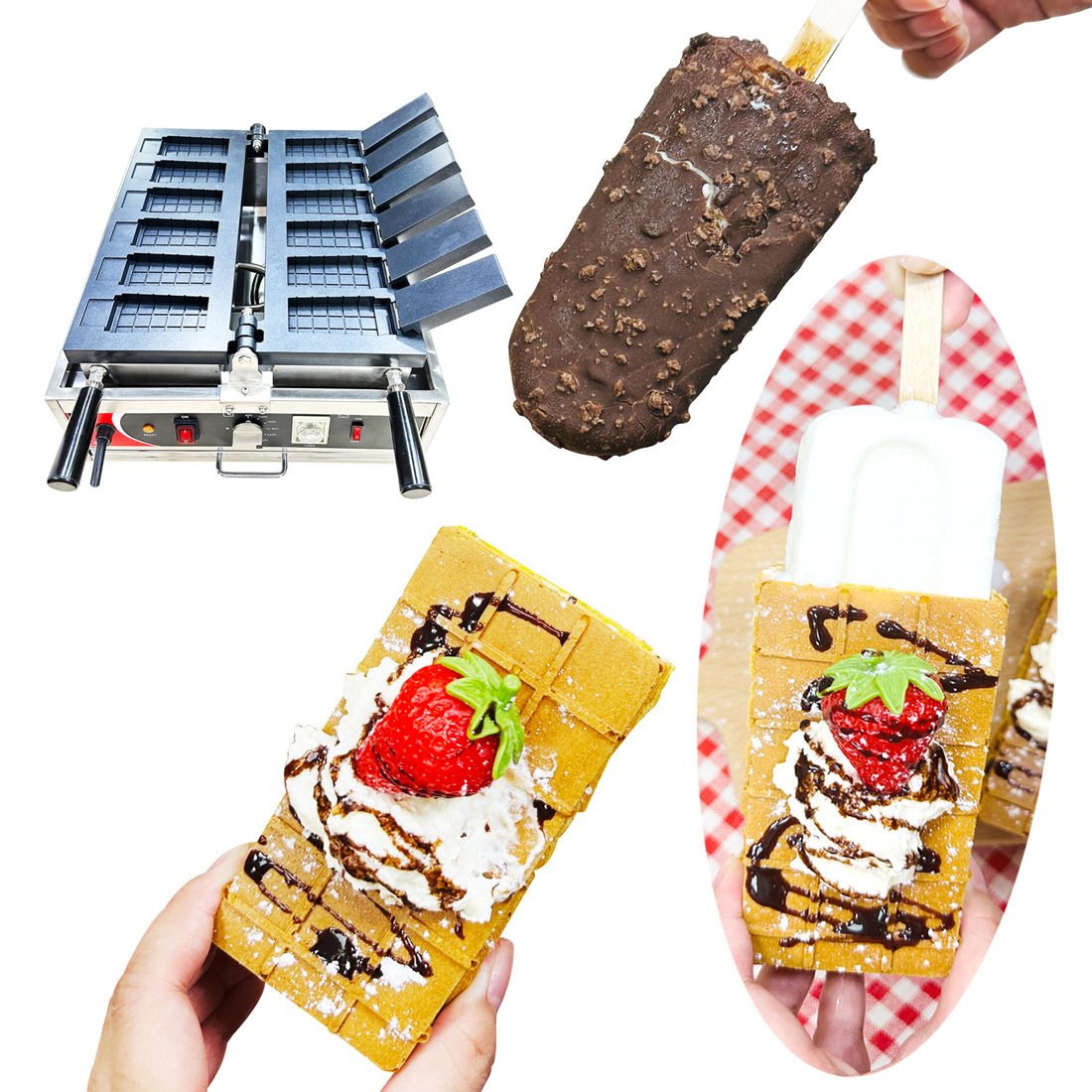 아이스바 몰드가 있는 광저우 첫 비행 공장 와플 메이커, 소규모 사업 매점, 붙지 않는 팬, 간단한 조작