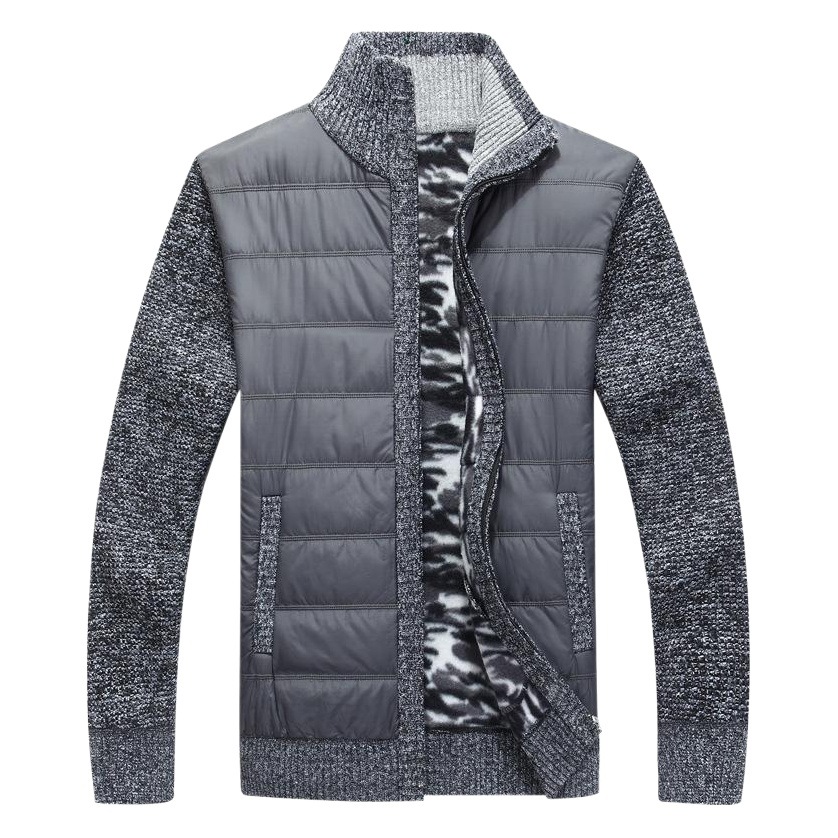 Comercio exterior de algodón Otoño e Invierno nuevos hombres suéter cardigan forrado de lana engrosada abrigo cálido suéter para hombres