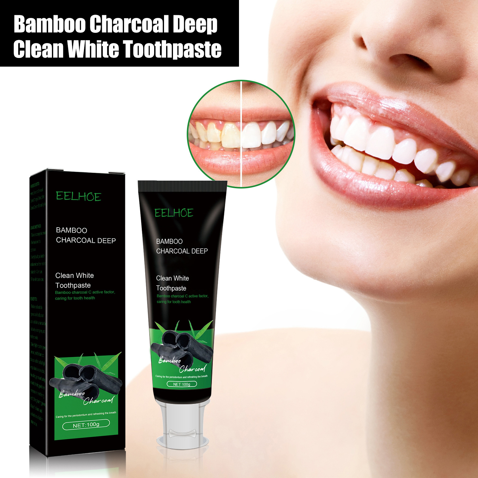 Bamboo Charcoal White Toothpaste Deep Cleaning Oral Care 100ml_voghion.com