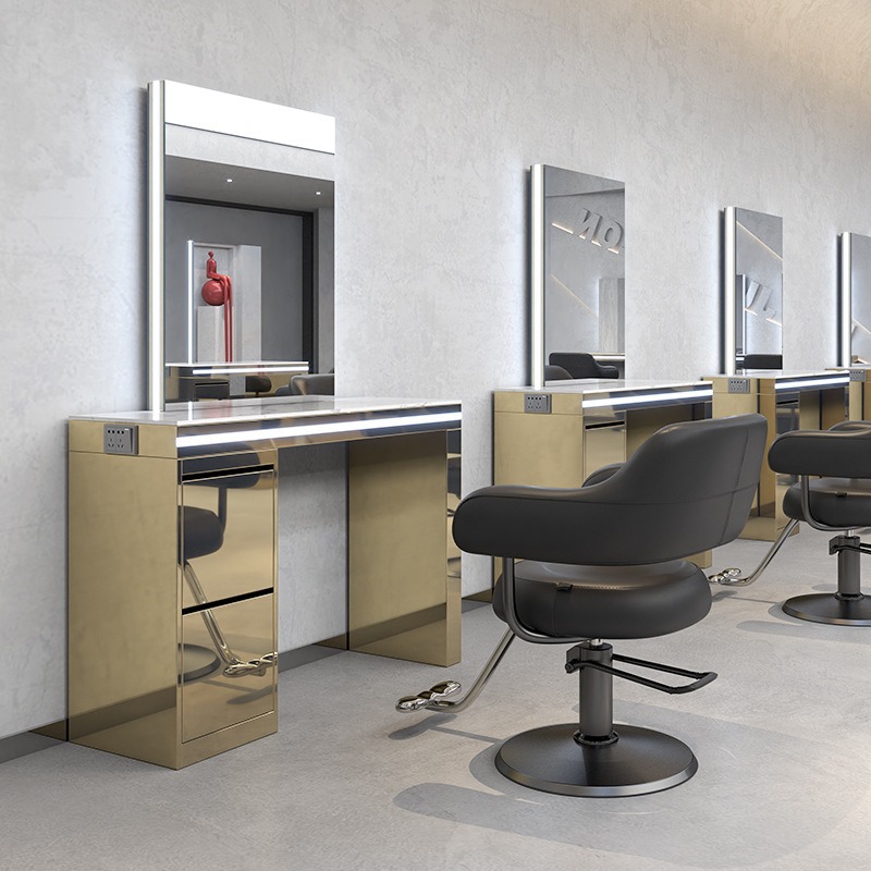 Barbería de alta calidad espejo red salón de peluquería espejo tabla especial de acero inoxidable mármol cortadora tabla de permafrada