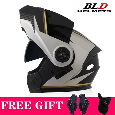 Full-Face Helmets, Electric Vehicle Helmets, Motosiklet kaskı (dəbilqə) - matte-gold-gray-brown-lenses-comes-with-mask-gloves-s55-56