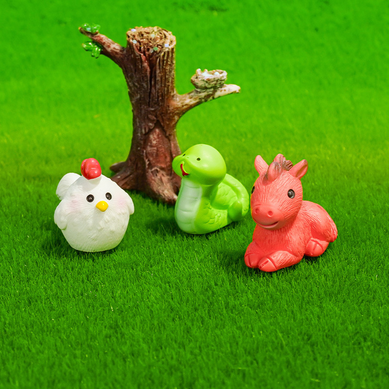 Artesanías de escritorio creativas Doce zodiaco micro paisaje decoración de resina rata vaca tigre conejo dragón serpiente caballo oveja mono pollo perro cerdo