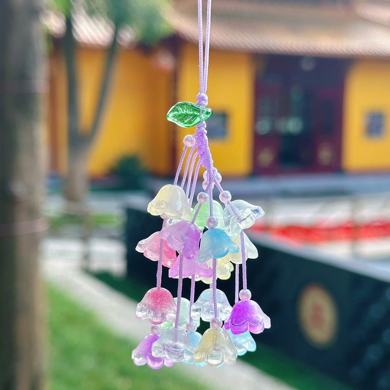 好运降铃~渐变七彩铃兰花挂坠包挂灵隐文创有钱花挂件古风手机链|undefined