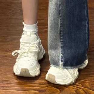 Dad's Shoes Women's 2025 Spring and Autumn New Thick-Soled Easiest for Match Breathable Ins Super Hot Internet Celebrity Popular Casual Sports Shoes