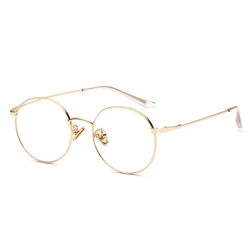 Anti-blue light glasses metal round frame flat mirror men's and women's glasses frame kick-off myopia glasses frame trend 77507 Mosu