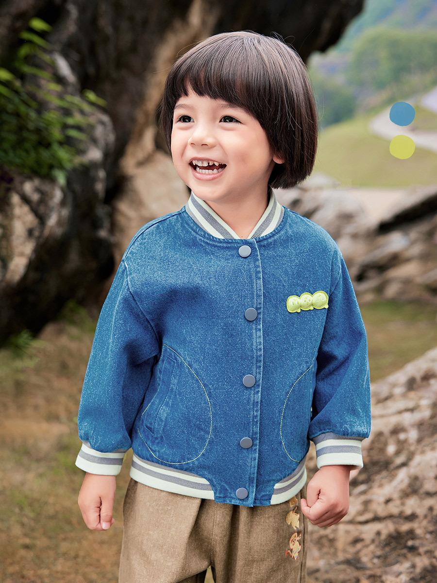 Autumn denim baseball uniform for boys