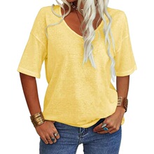 Imily Bela Essentials Women Fashion VNeck Half Sleeves