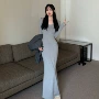 修身鱼尾长袖秋季连衣裙