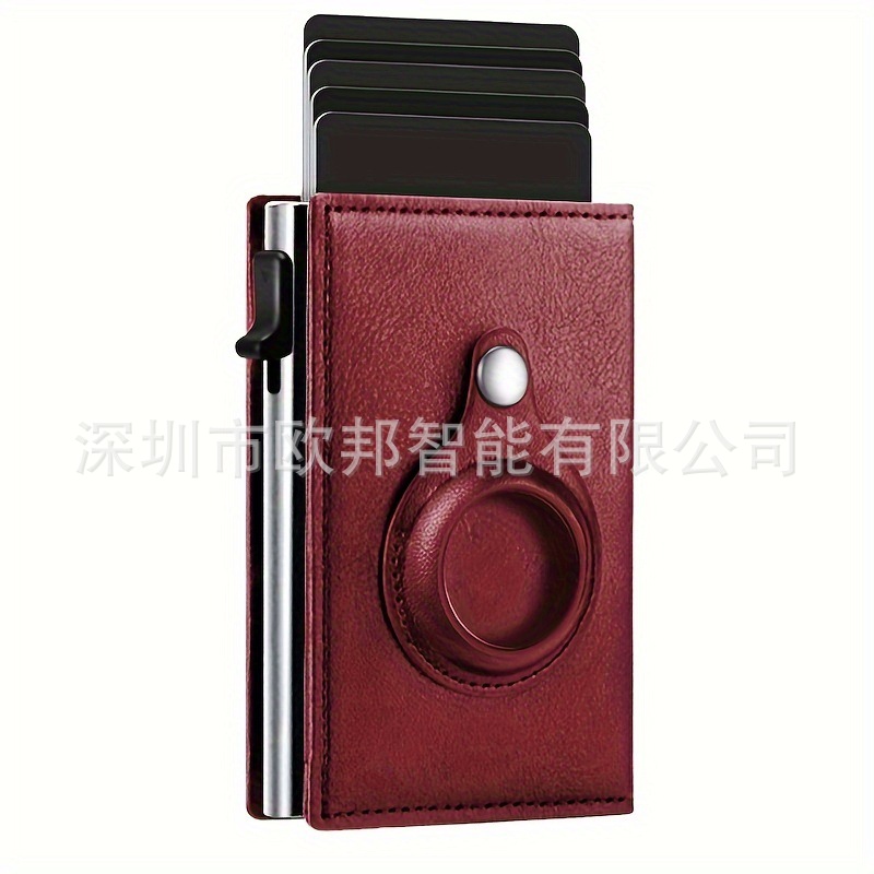 Nuevo titular de la tarjeta de crédito bifold Banco titular de la tarjeta monedero lateral push automático pop-up titular de la tarjeta con la funda protectora AirTag