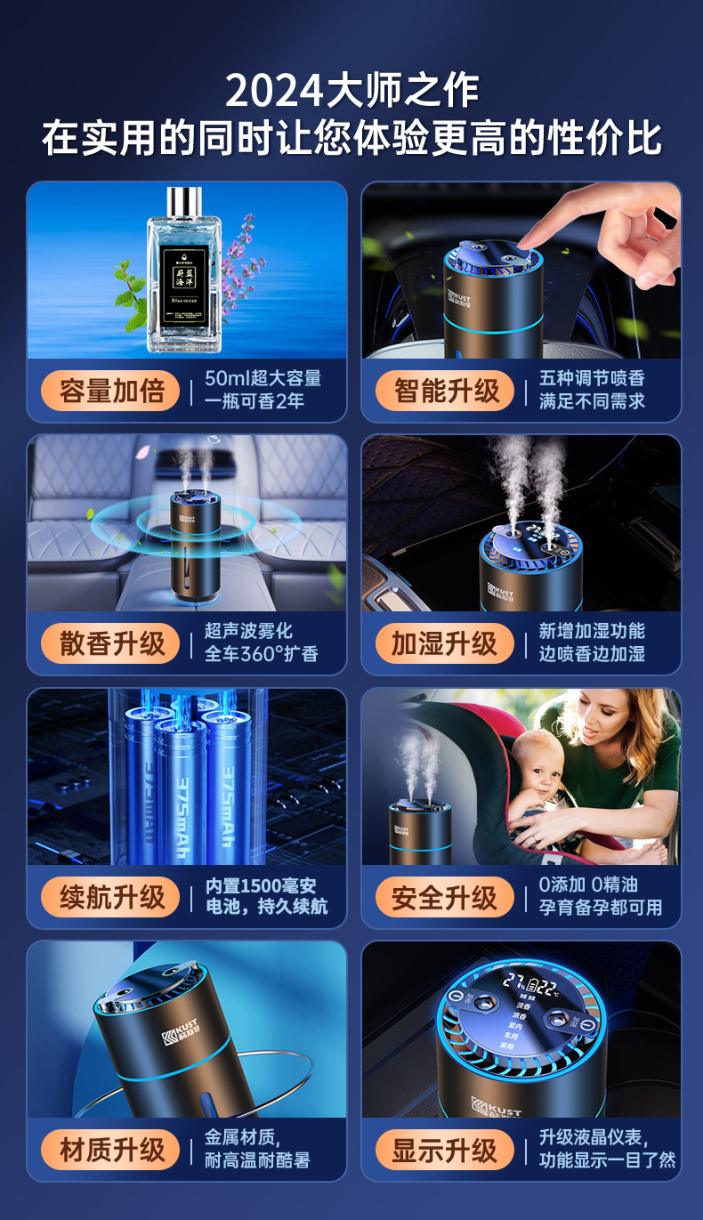 Car Humidifier, Atomized Aromatherapy Spray All-In-One Machine, Car Men's Small Oxygen Bar, Wireless Mini Home