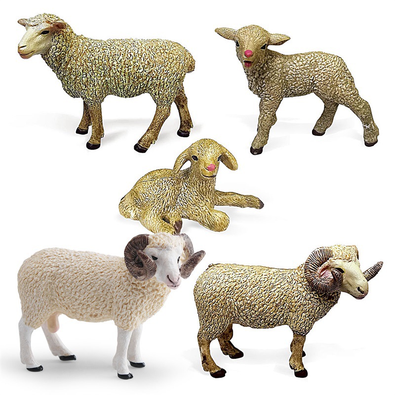 Simulación granja Rancho paisaje en miniatura animal ovejas modelo traje sólido estático bebé madre ovejas
