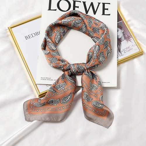 Silk scarf, small square scarf, versatile scarf for women, spring, autumn and summer, thin headband, suit, small long scarf, fashionable