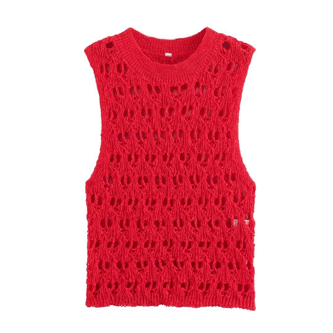 Pulover tricotat de culoare solidă pentru femei, vara 2024, nou, la modă, stil stradal, vară nouă_voghion.com
