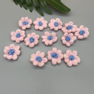 手勾花手摇绣花彩色毛线花梅花鞋花童装胸花毛衣补丁牛仔外套装饰
