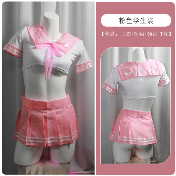 A034 pink student outfit [including top + skirt + tie + T pants]