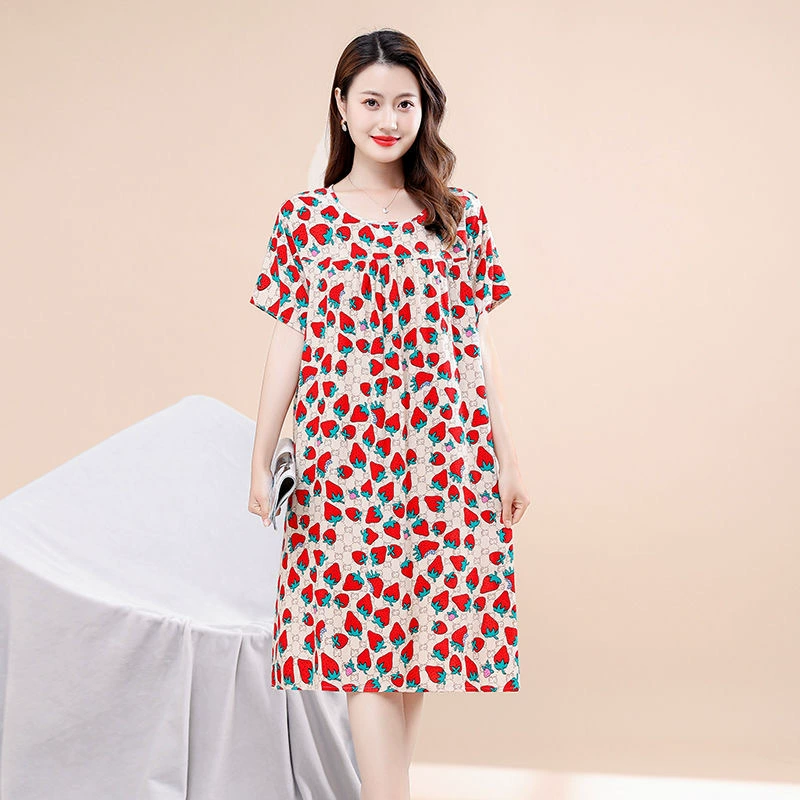 Autumn pijama, summer thin skirt, with short sleeve, plus size
