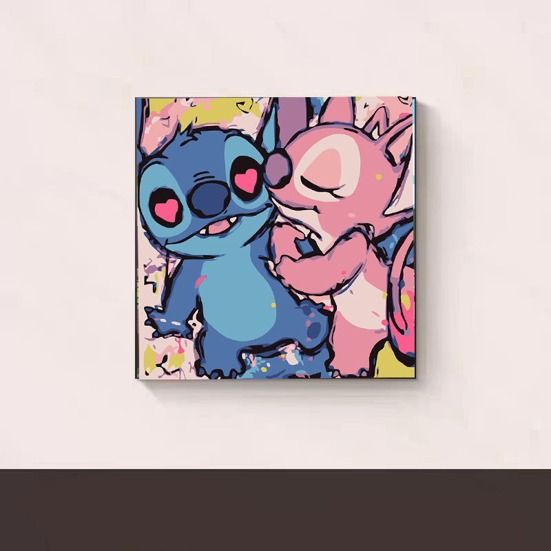 Ins Cartoon Wholesale Digital Oil Painting Cute Painting Children's Handmade DIY Hand Painted Color Filling Oil Painting suit Hanging Painting
