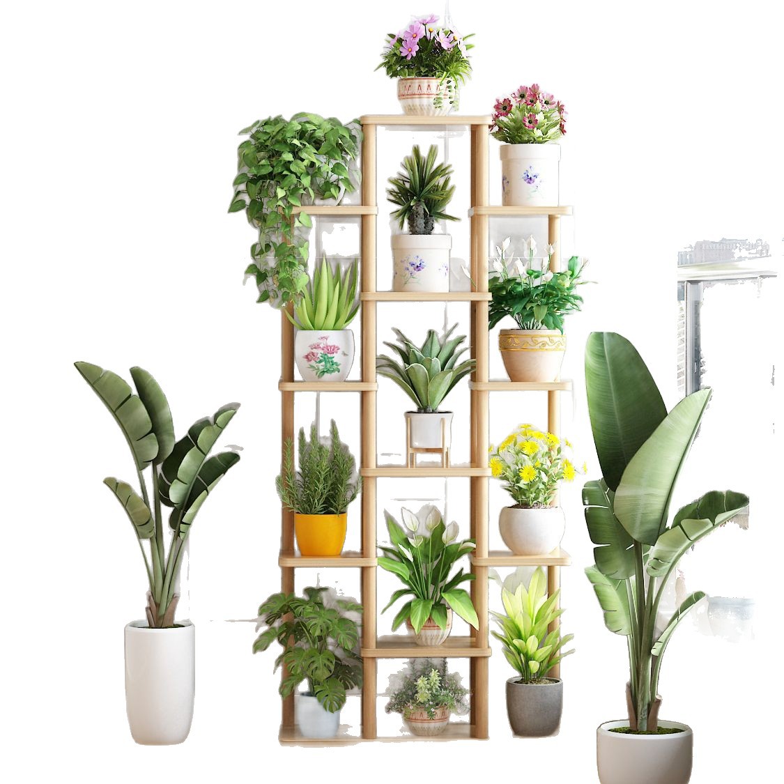 Estante de flores de madera sólida multicapa interior piso sala de estar decoración simple rack de flores verdes multicarnose orquídeas colgantes