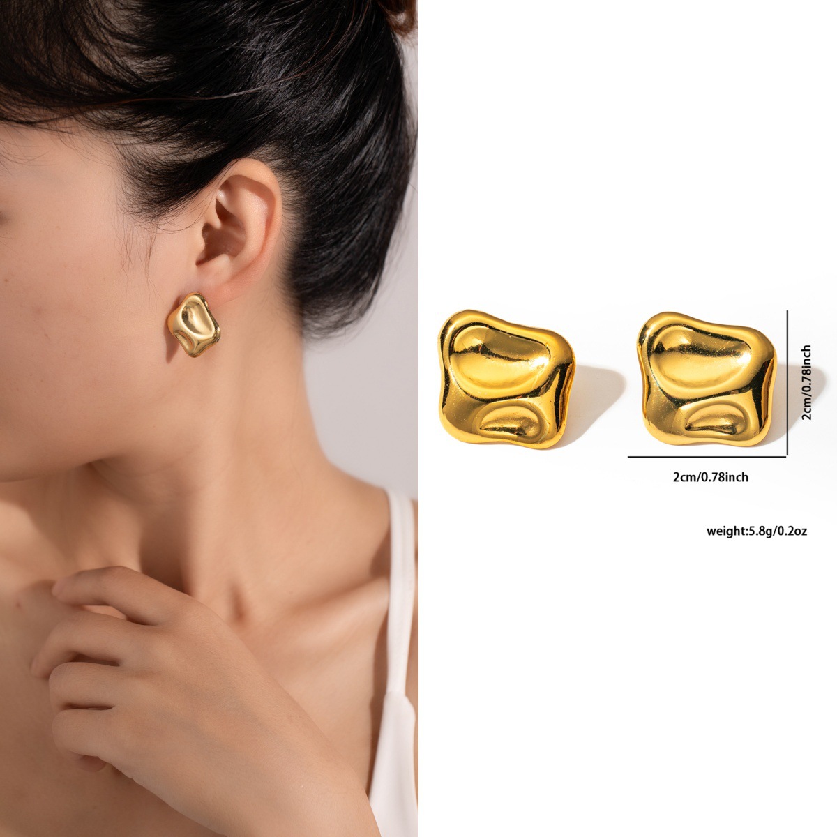 Pendientes de acero de titanio transfronterizos para mujer, lujo ligero, sentido de alta gama, temperamento retro de nicho, pendientes que no se desvanece, pendientes de todo fósforo al por mayor