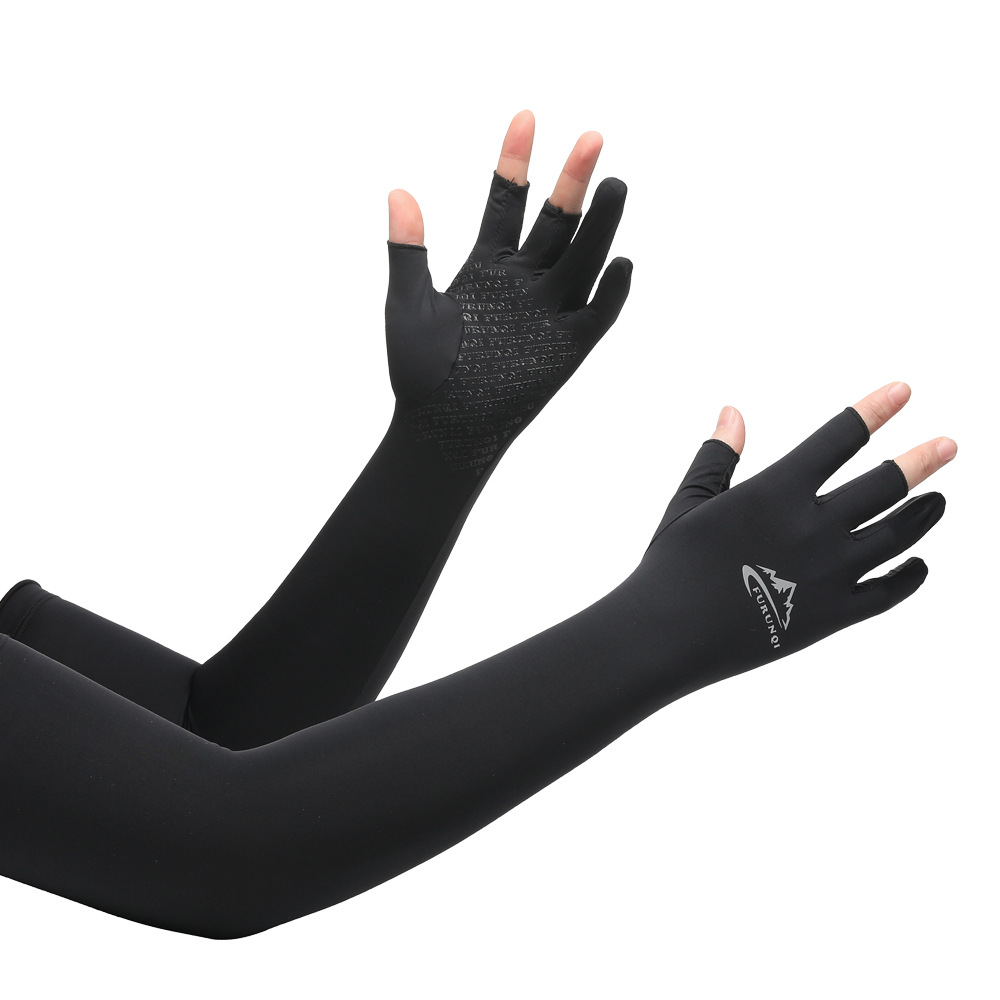 Funda de protección solar de seda de hielo para mujer, protección UV con fugas, se refiere al ciclismo de verano de los hombres, manga de protección de mangas al aire libre, manga de hielo de seda de hielo