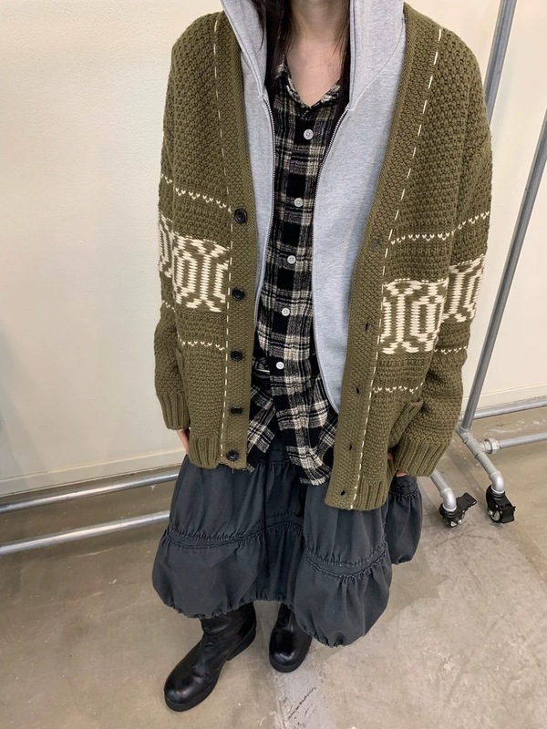 重工提花粗针针织开衫女2025秋冬新款韩系宽松慵懒风V领针织外套|undefined