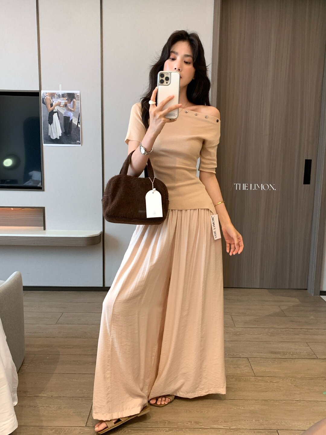 Quần culottes nữ ống rộng cạp cao dáng lười mùa hè 2026 — Thẻ nông, màu đen, màu hồng, màu cam chi tiết 38