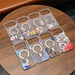 适用iphone17promax手机壳苹果17磨砂肤感花卉17pro半透明磁吸壳