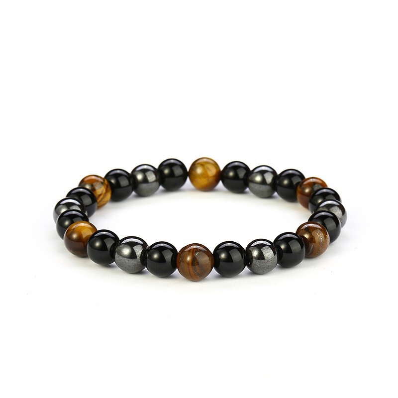 Beaded bracelet Amazon wish Tiger Eye black magnet bracelet European and American men's and women's bracelet couple bracelet