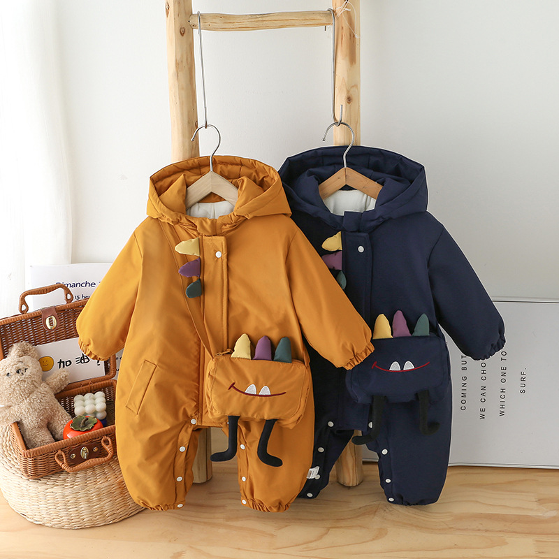 秋冬款婴儿超萌冲锋衣宝宝衣服婴幼儿外出服连体衣冬款外套哈衣