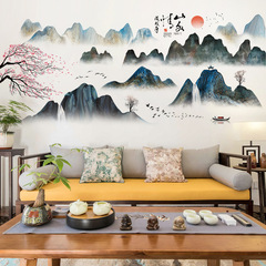 旅康CH69085山水情中國風水墨畫自然風景家居牆面自粘裝飾畫牆貼