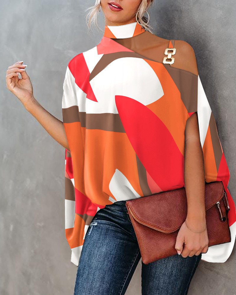 Daily Occasion Wholesale Women'S Fashion Printing Short Sleeve Patchwork Blouses