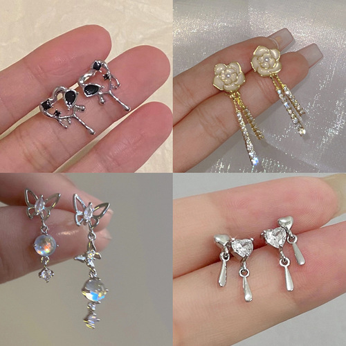 Korean version of the new S925 silver needle niche design butterfly earrings high-end non-pierced ear clip earrings wholesale for women