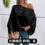 露肩不对称冬季宽松衬衫