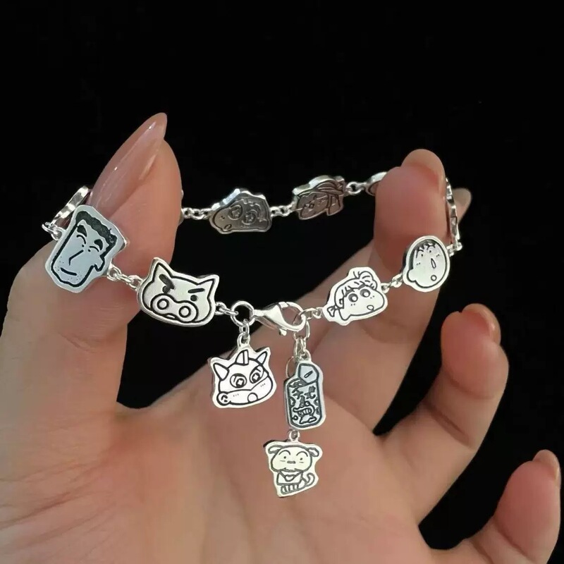 [Crayon Xiaoxin] Xiaoxin Family photo Joint Bracelet Cartoon Retro ins Style Niche Design for Best Friends
