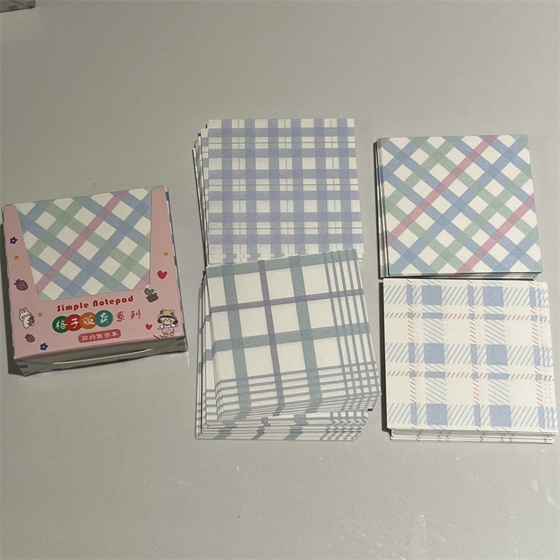 Grid Note Paper Box with Instagram Style Cute Minimalist Girly Heart High-Quality Thick Note with Non-Stick Journal Paper