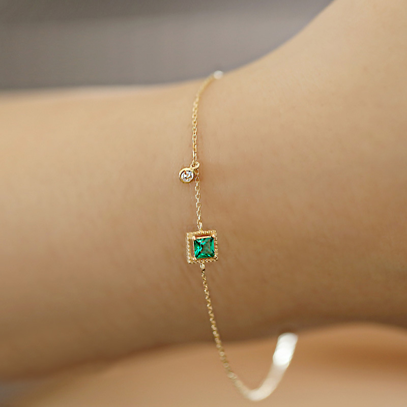 1 Piece 925 Sterling Silver Solid Color Zircon 925 Sterling Silver Cable Chain Bracelets display picture 3