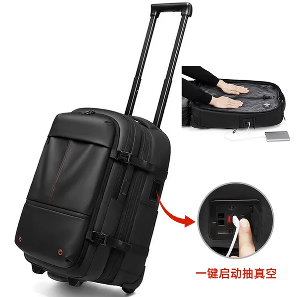 New One Button Vacuum Pull Rod Bag Business Travel Bag Men's Backpack Multi-functional Pull Rod Backpack Advanced Sense
